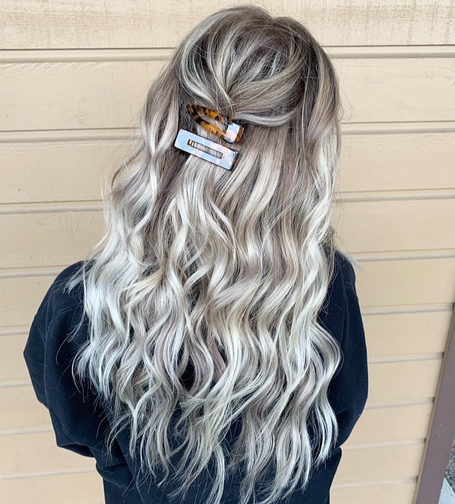 half up styled blonde hair extensions, summer hair styles